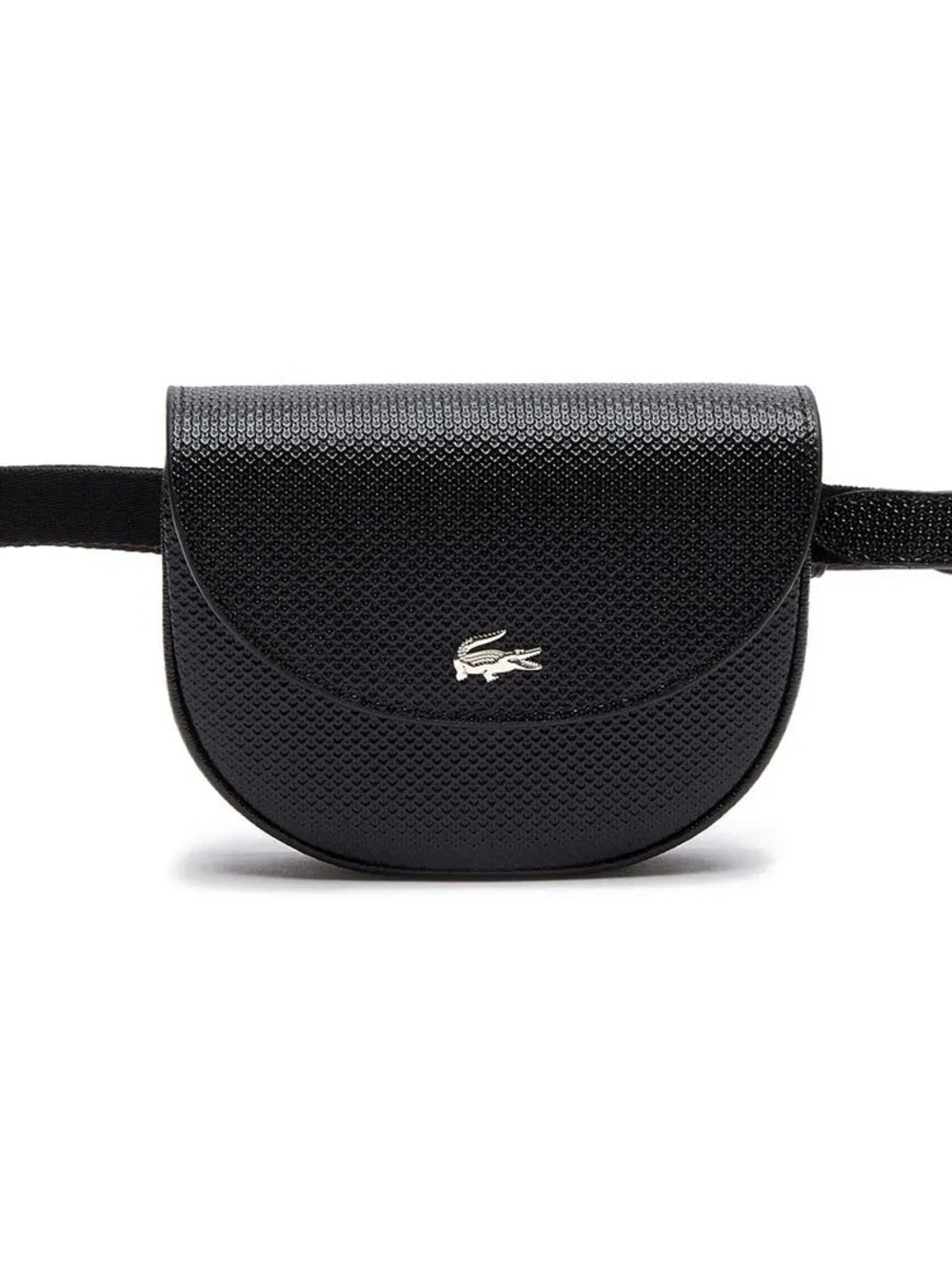 Lacoste Changaco Piqué Leather Waist Bag (Textured Black Mini Belt Bag)